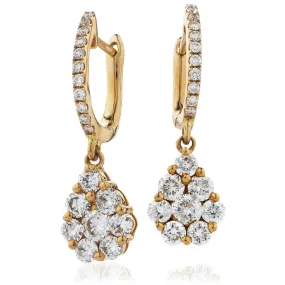 DIAMOND CLUSTER FANCY DROP EARRING IN 18K ROSE GOLD