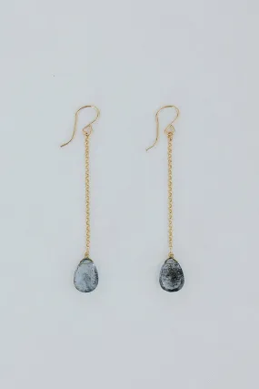 Drop Chain Earrings - Copper Aquamarine