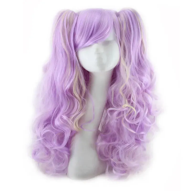 Fashion Lolita Full Curly Wig Pigtails Wavy Hair Cosplay Costume Halloween Party