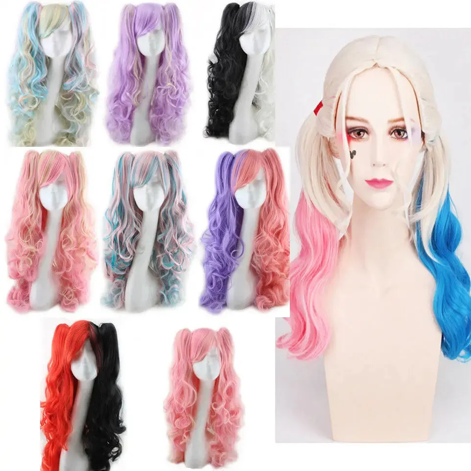 Fashion Lolita Full Curly Wig Pigtails Wavy Hair Cosplay Costume Halloween Party