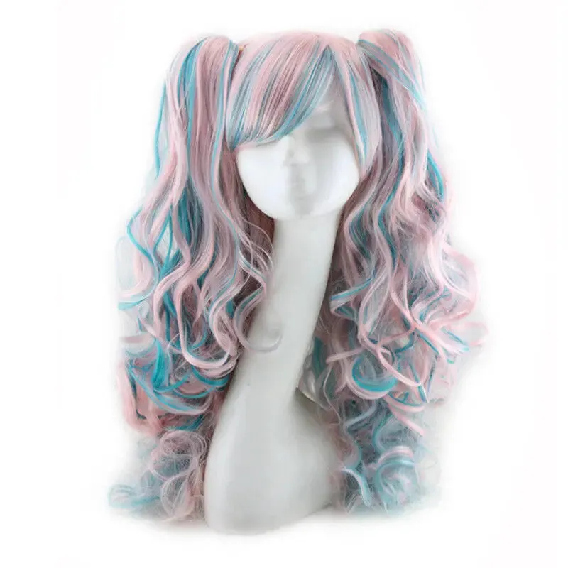 Fashion Lolita Full Curly Wig Pigtails Wavy Hair Cosplay Costume Halloween Party