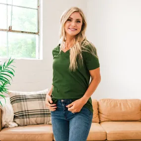 Favorite V Neck Top - Army Green