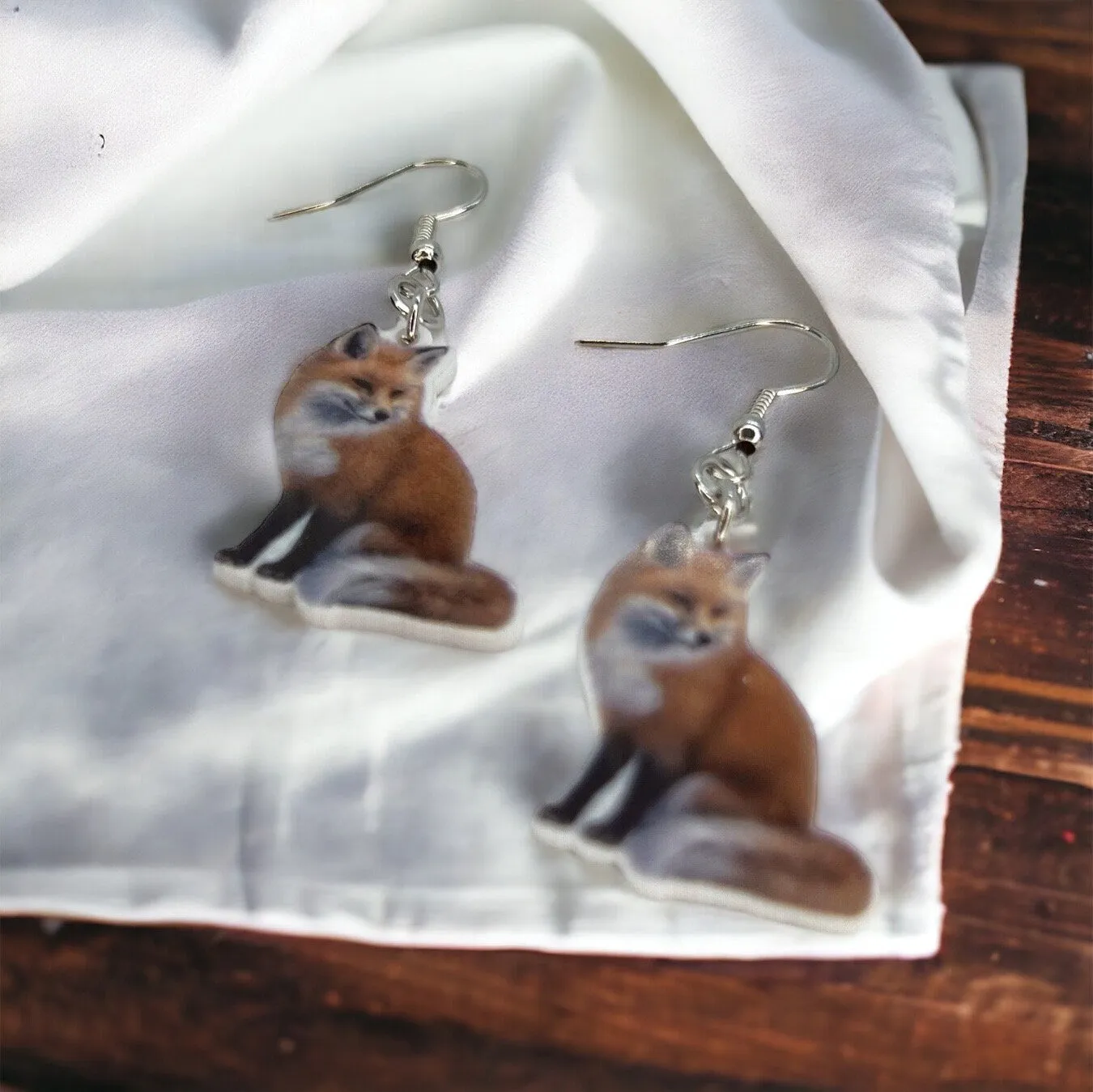 Fox Earrings - Red Fox, Fox Accessories, Fox Jewelry, Handmade Earrings, Fox Tail, Handmade Jewelry, Woodland Animals, Animal Earrings