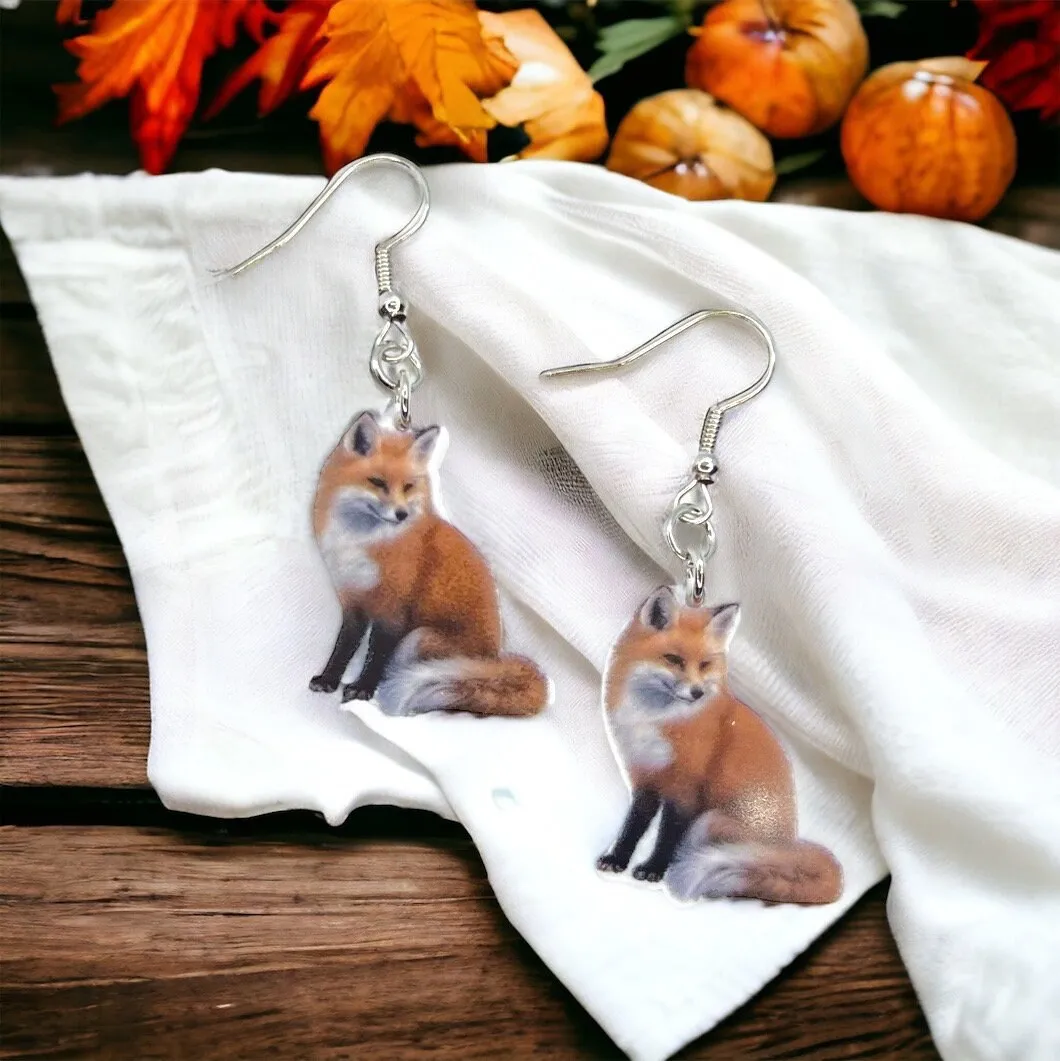 Fox Earrings - Red Fox, Fox Accessories, Fox Jewelry, Handmade Earrings, Fox Tail, Handmade Jewelry, Woodland Animals, Animal Earrings