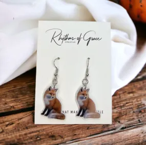 Fox Earrings - Red Fox, Fox Accessories, Fox Jewelry, Handmade Earrings, Fox Tail, Handmade Jewelry, Woodland Animals, Animal Earrings