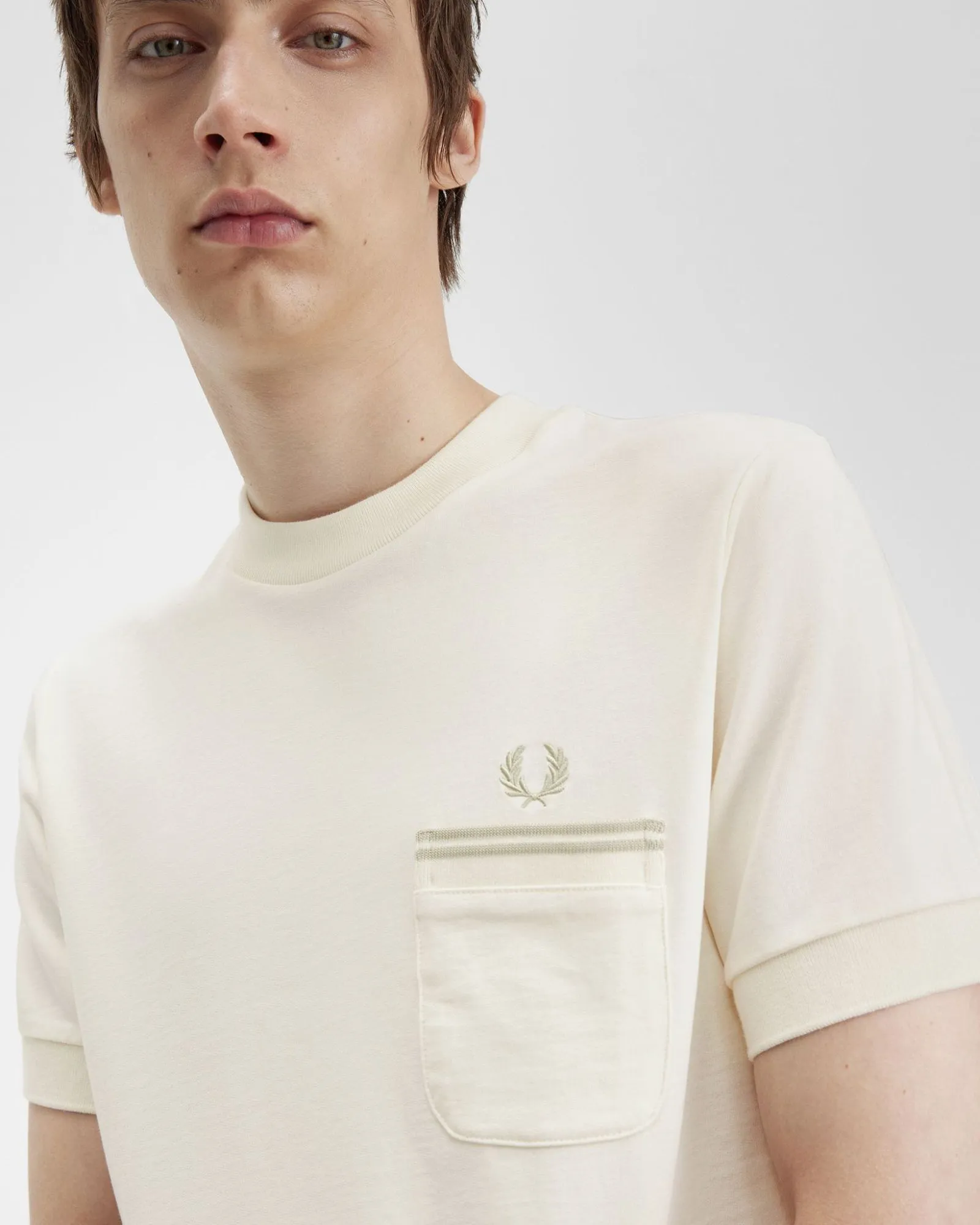 Fred Perry Loopback Jersey Pocket Tee - Ecru