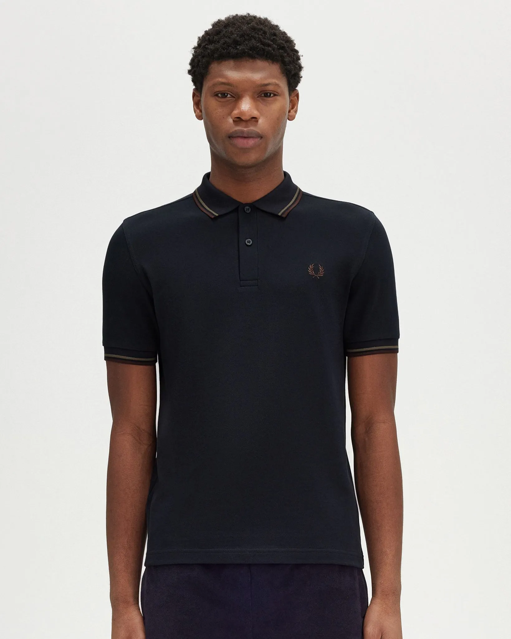 Fred Perry Twin Tipped Polo Shirt - Navy / Laurel Wreath Green