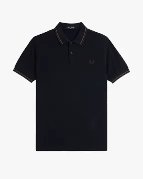 Fred Perry Twin Tipped Polo Shirt - Navy / Laurel Wreath Green