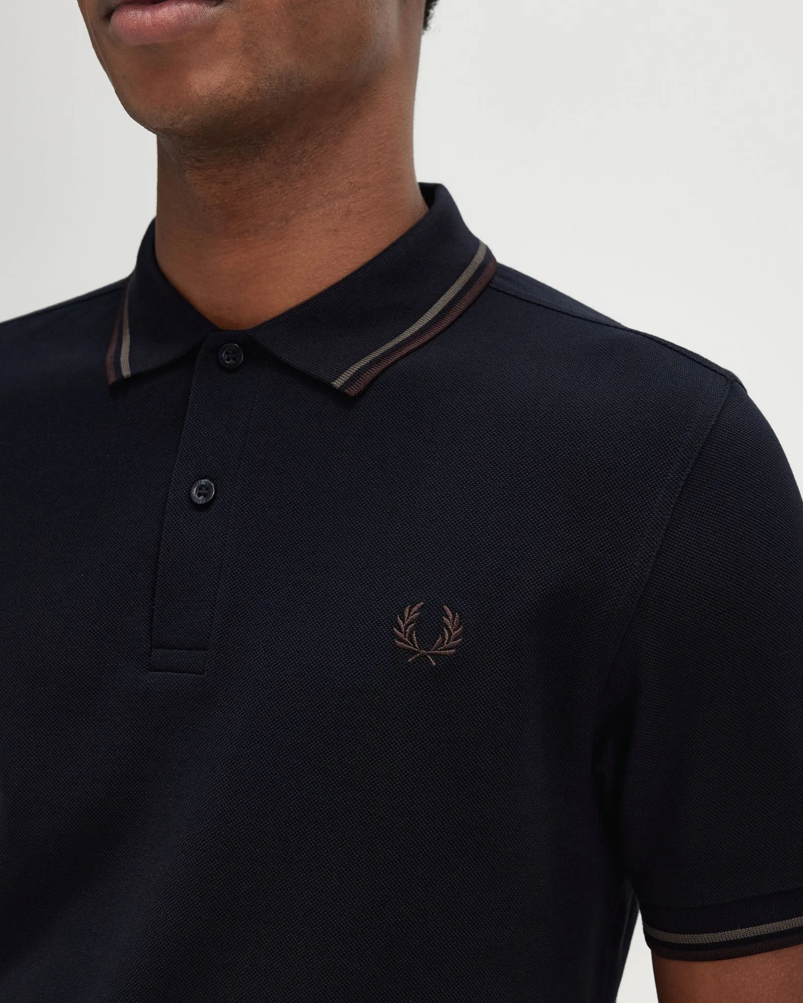 Fred Perry Twin Tipped Polo Shirt - Navy / Laurel Wreath Green