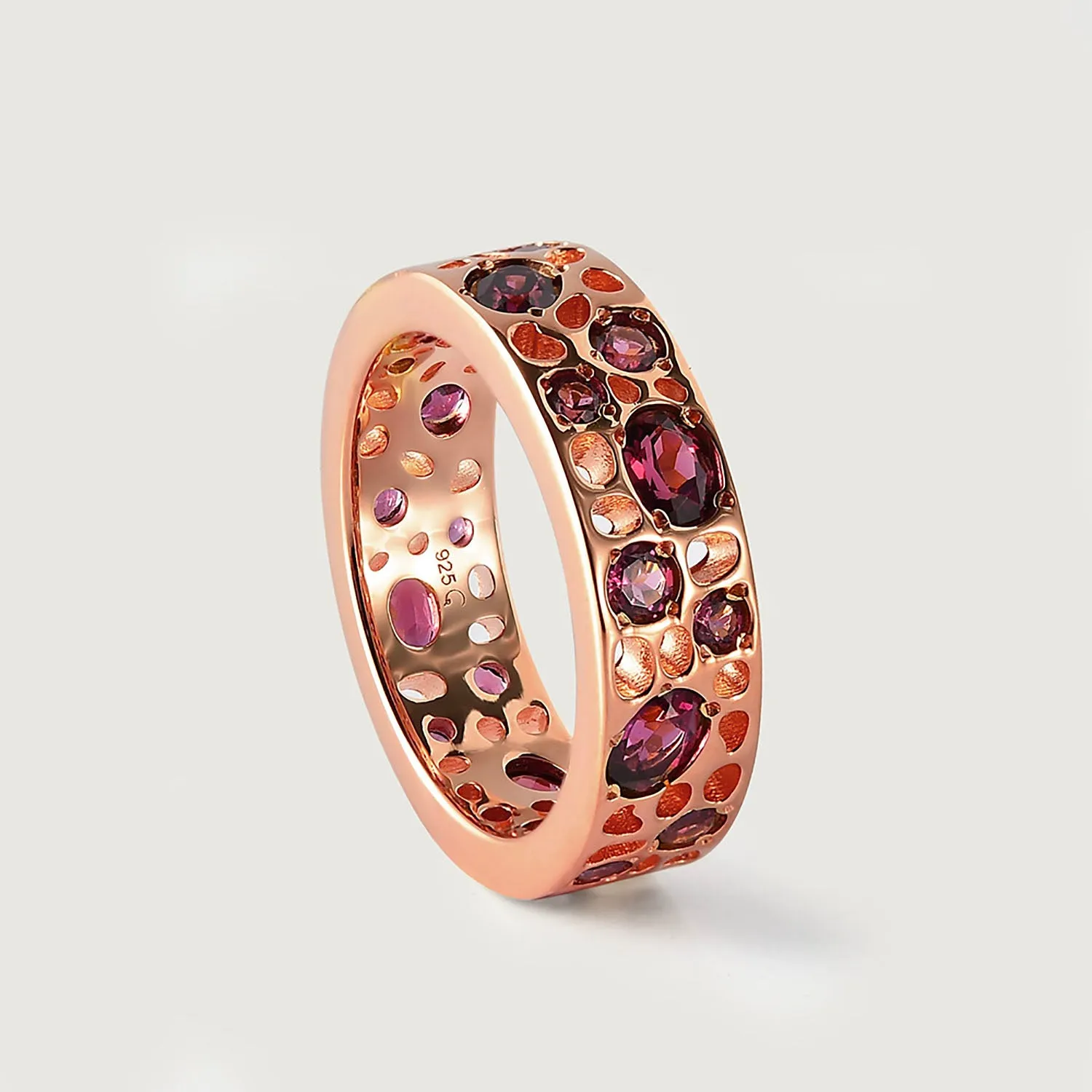 Garnet Lattice Band Ring