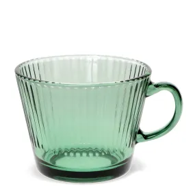 Green Retro Ribbed Glass Mug