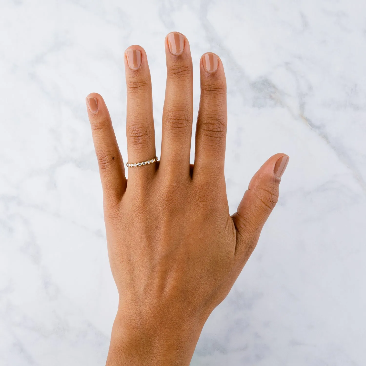 Grey Salt and Pepper Diamond and Gold Droplet Band