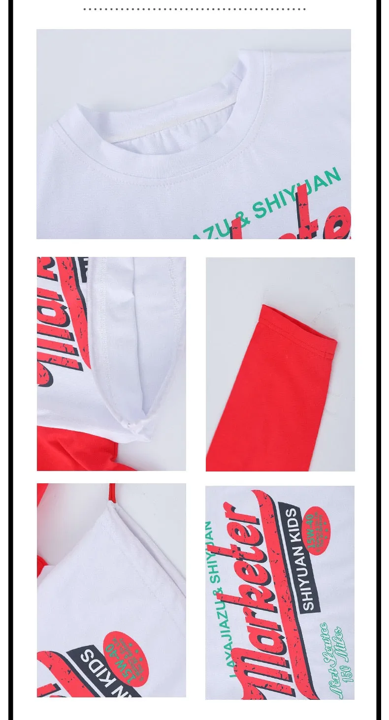 HH462 Kids Hip Hop- Streetwear Outfits -Red/Wht Crop Top- Red Baggy Pants- SOLD SEPERATELY!