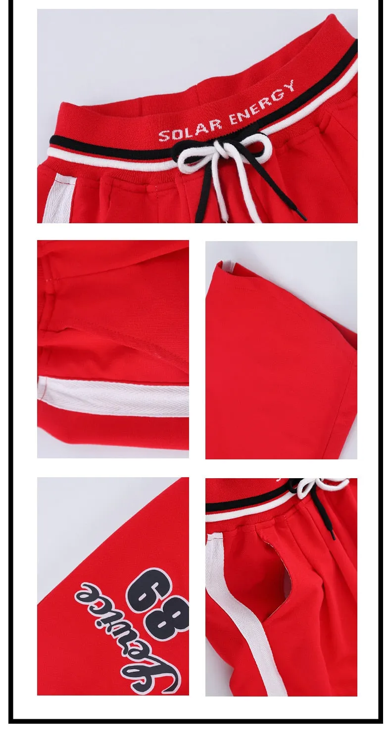 HH462 Kids Hip Hop- Streetwear Outfits -Red/Wht Crop Top- Red Baggy Pants- SOLD SEPERATELY!