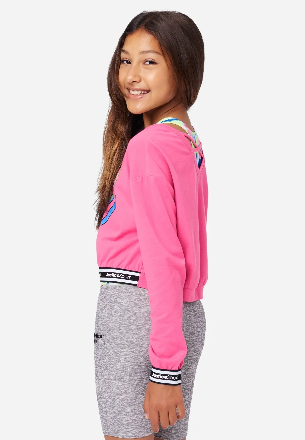 J Sport Graphic Layered Cropped Sweatshirt