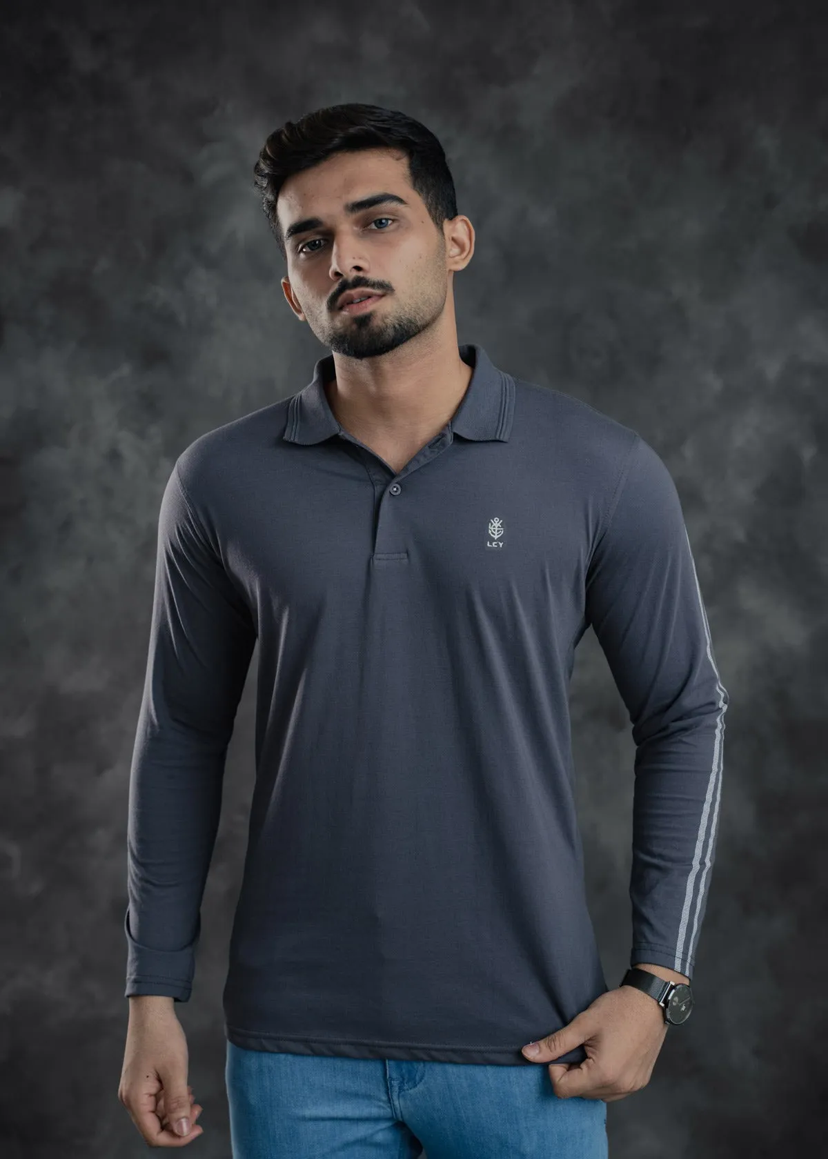 LCY | Twin Stripe Long Sleeve Polo