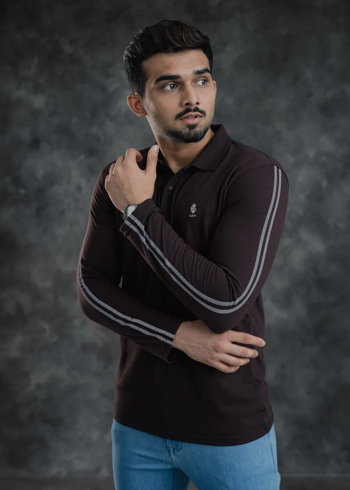 LCY | Twin Stripe Long Sleeve Polo