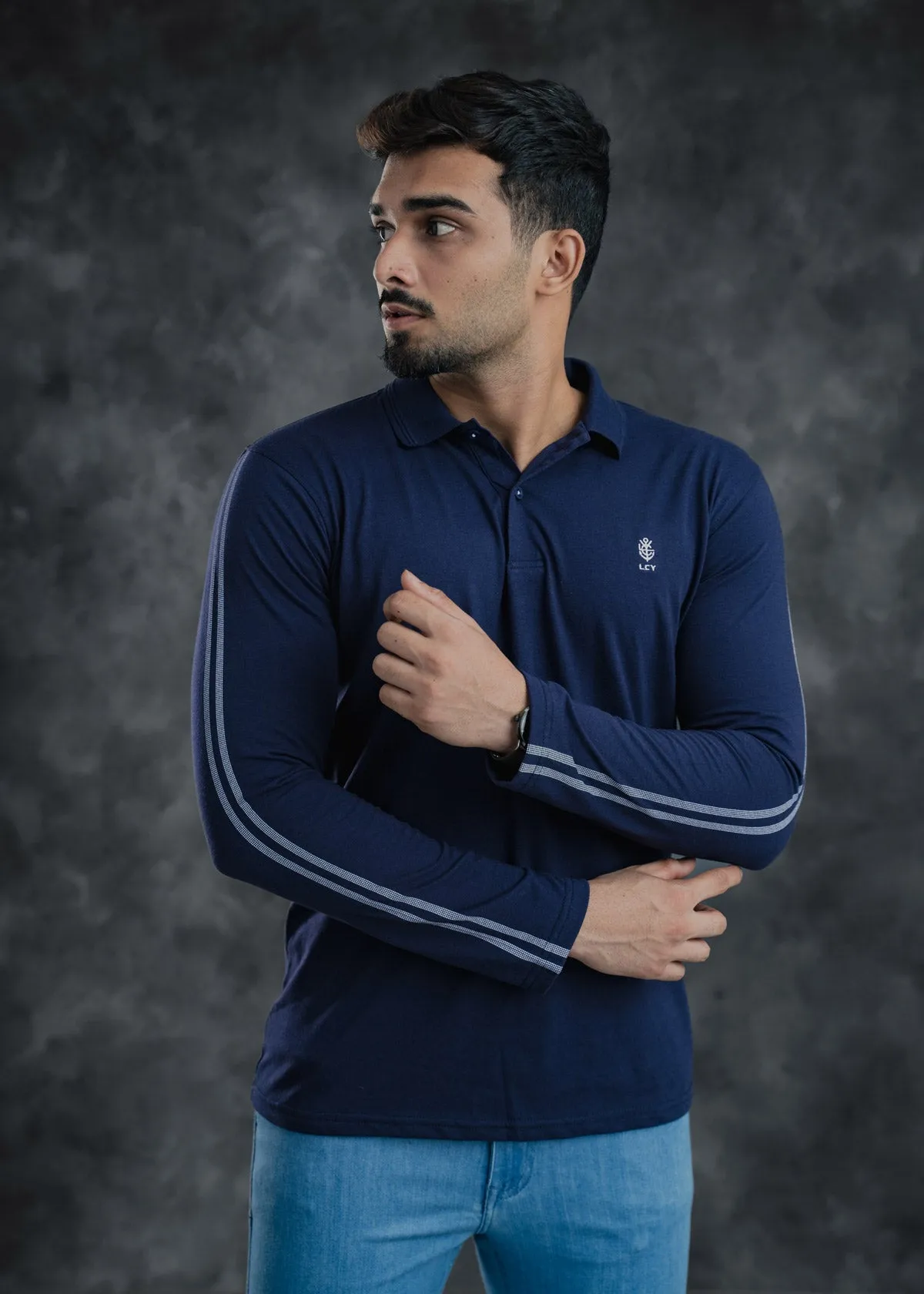 LCY | Twin Stripe Long Sleeve Polo