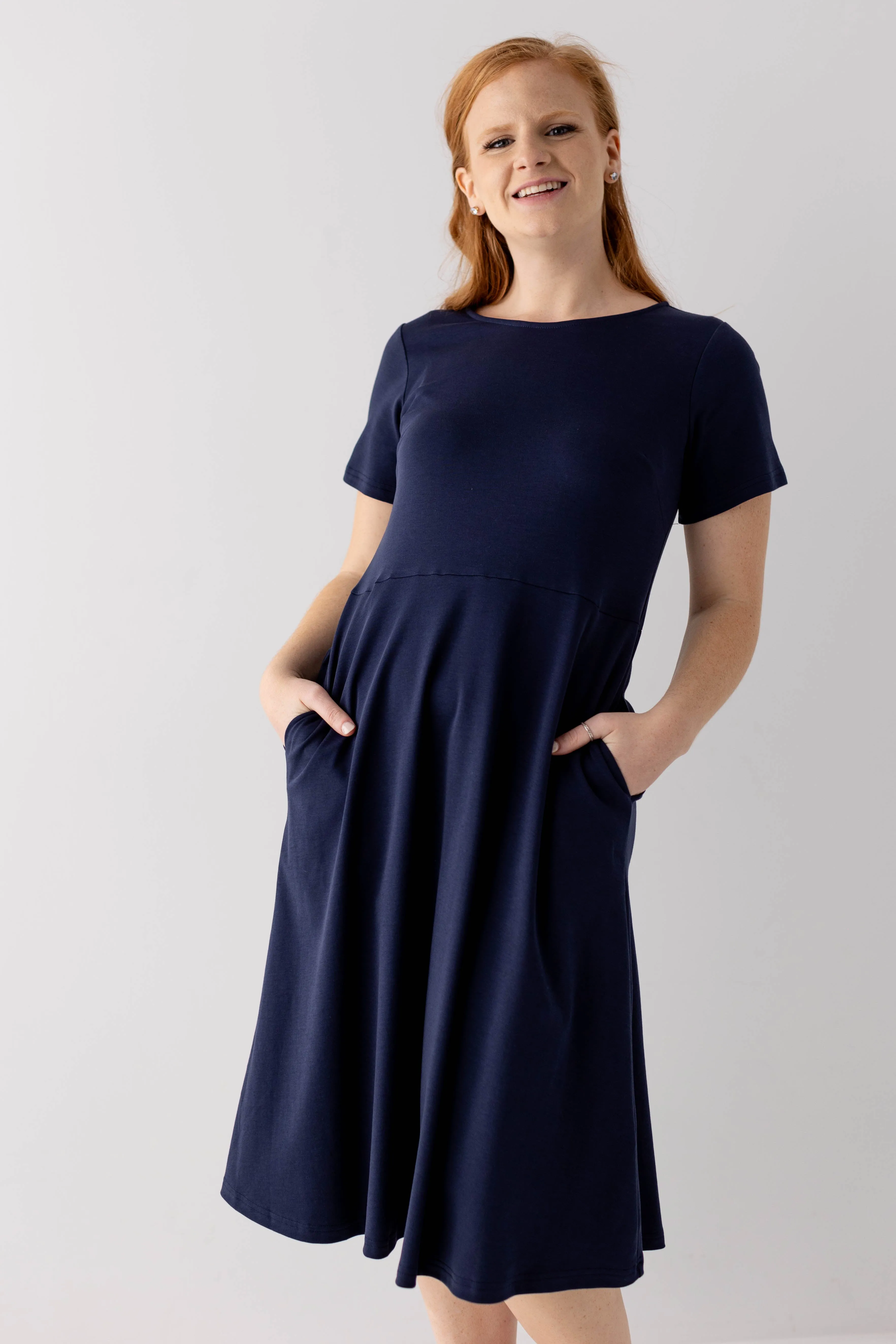 'Marianne' Fit & Flare Cotton Blend Dress