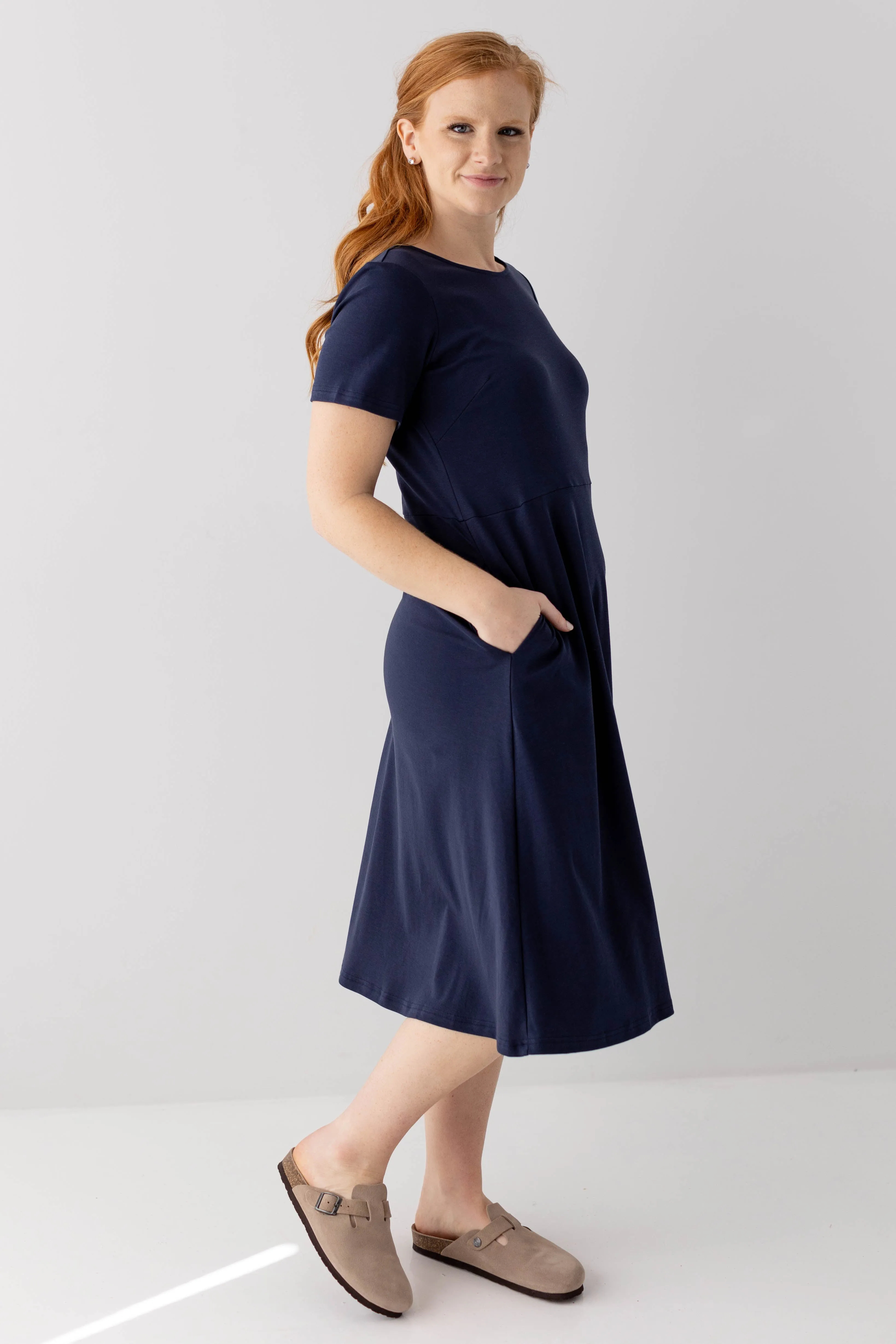 'Marianne' Fit & Flare Cotton Blend Dress