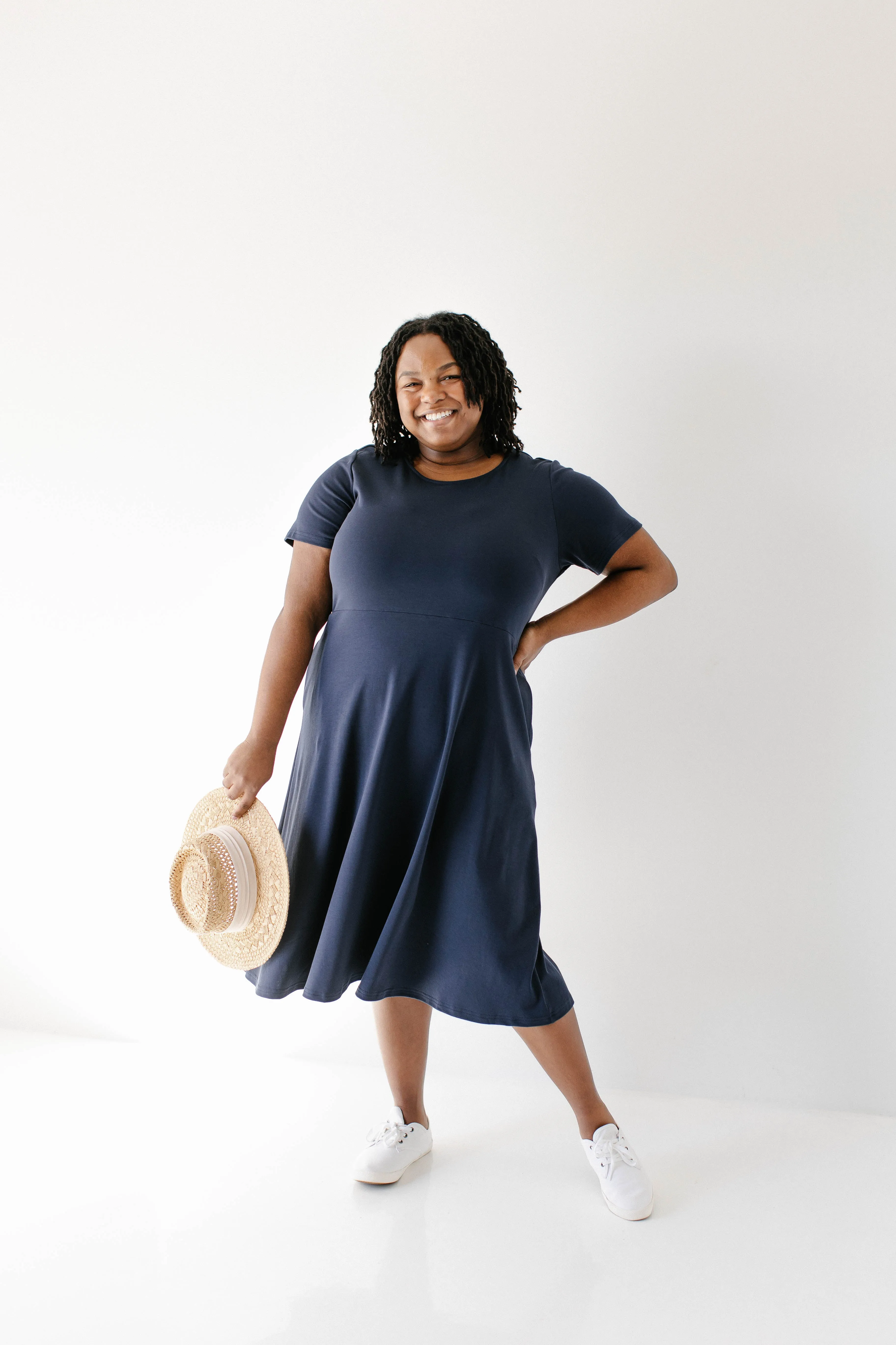 'Marianne' Fit & Flare Cotton Blend Dress