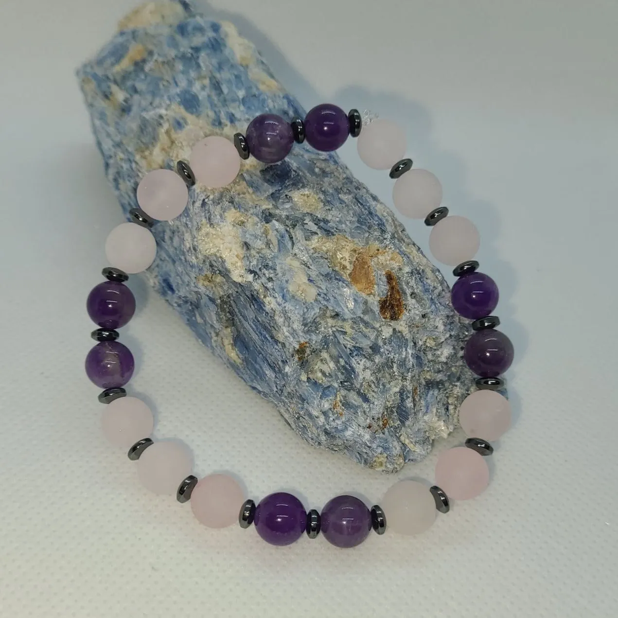 Matte Rose Quartz and Amethyst Bracelet