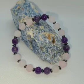 Matte Rose Quartz and Amethyst Bracelet