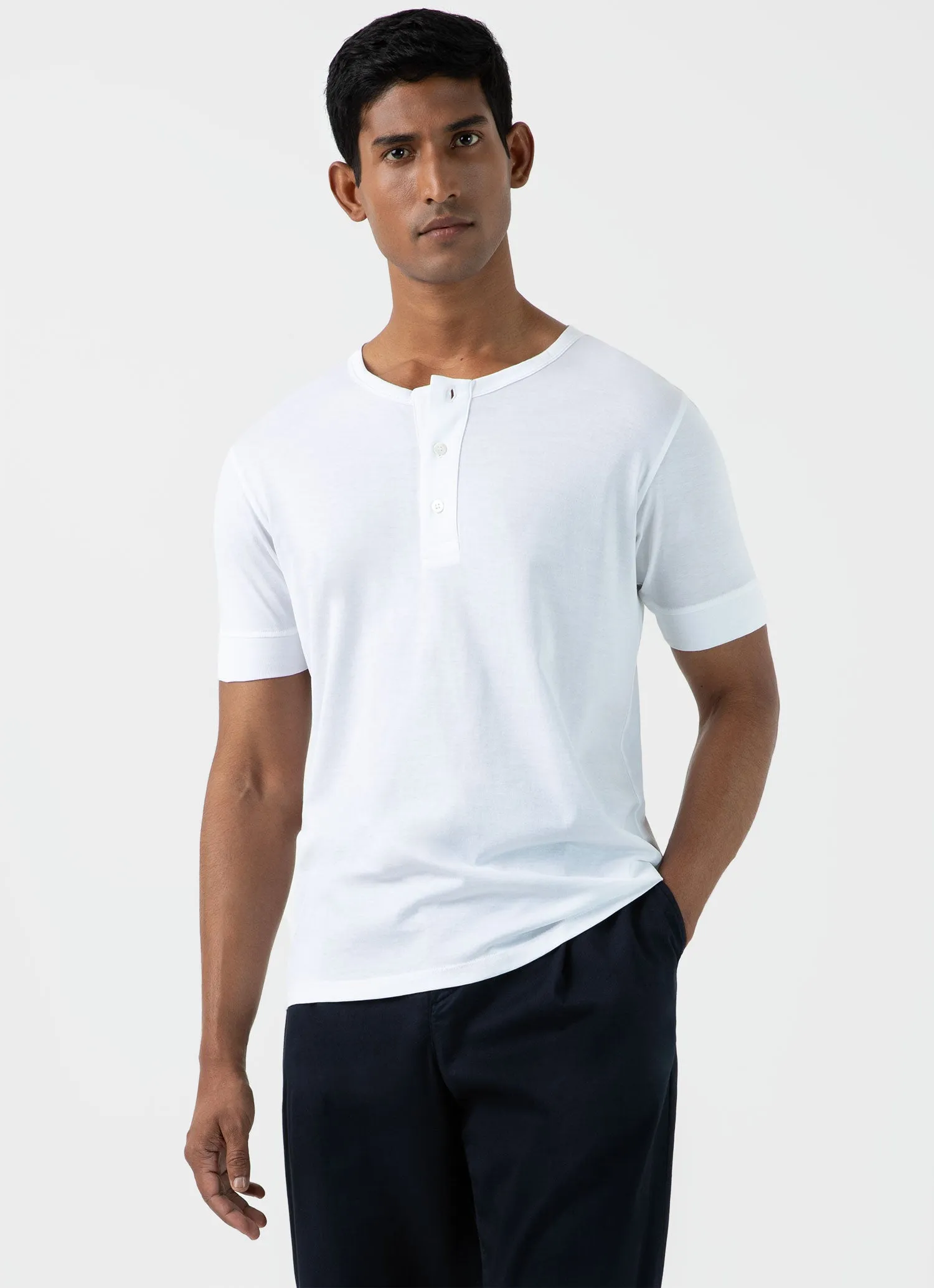 Men's Henley T-shirt in White