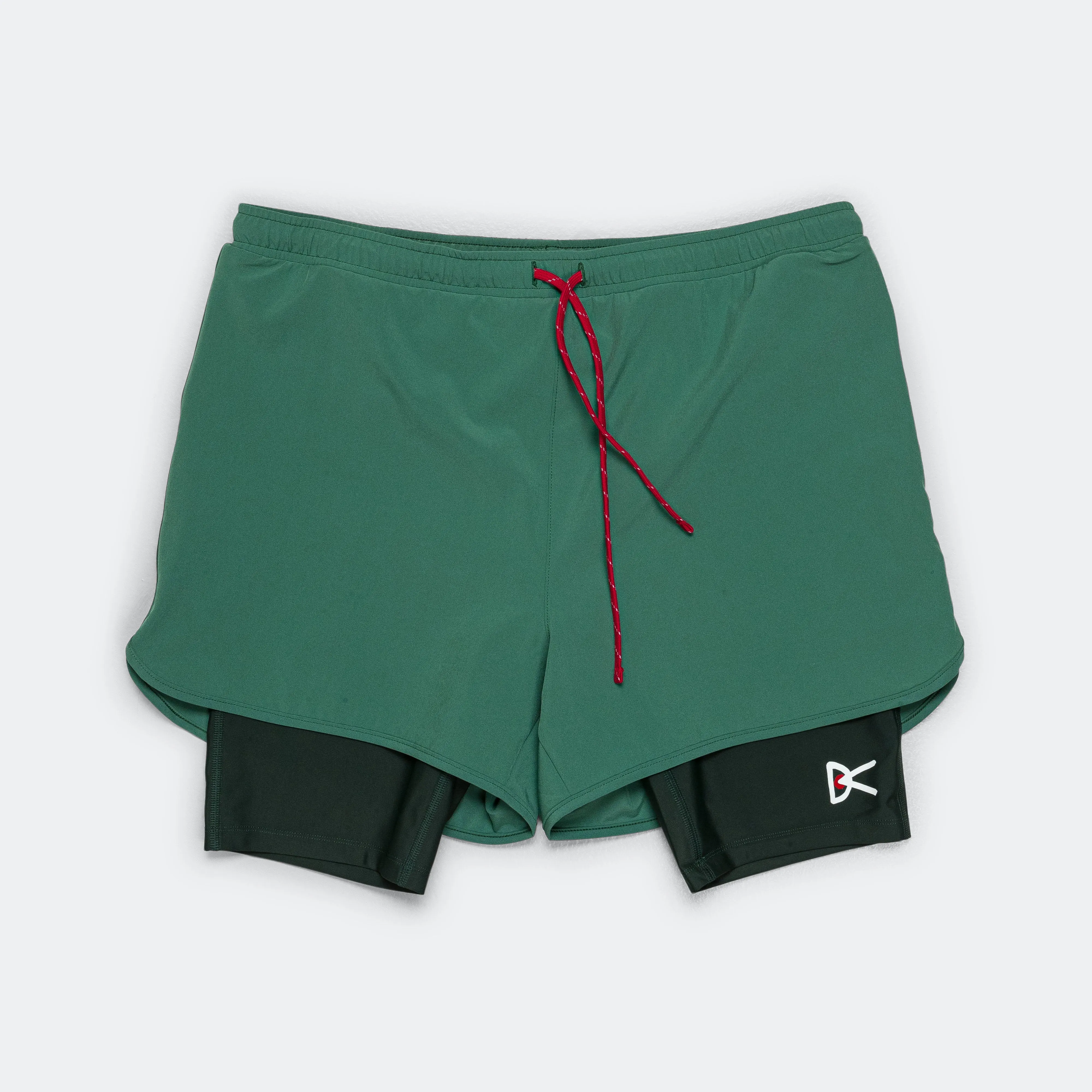 Mens Layered Pocketed Trail Shorts - Pine