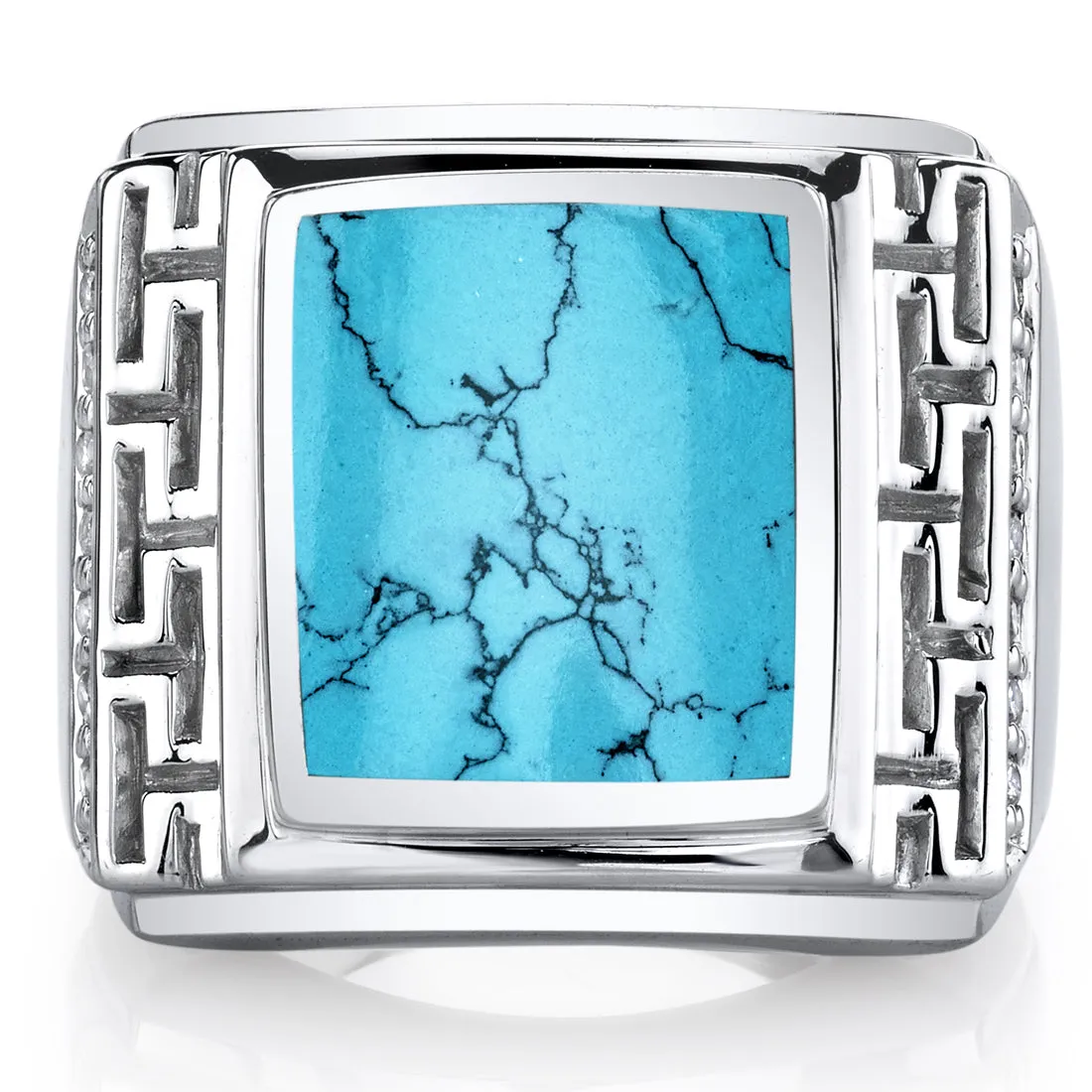 Mens Turquoise Ring Sterling Silver Size 12