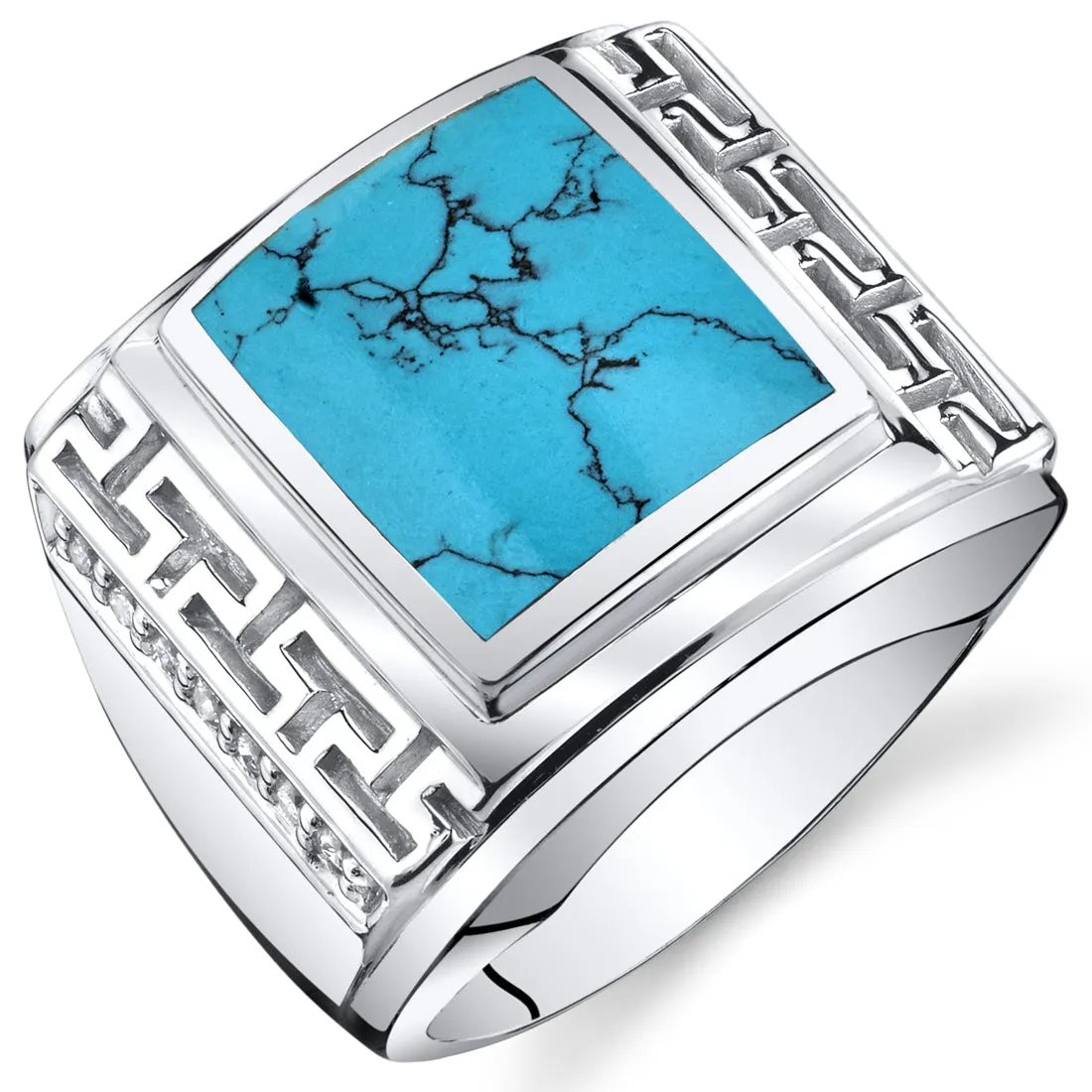 Mens Turquoise Ring Sterling Silver Size 12