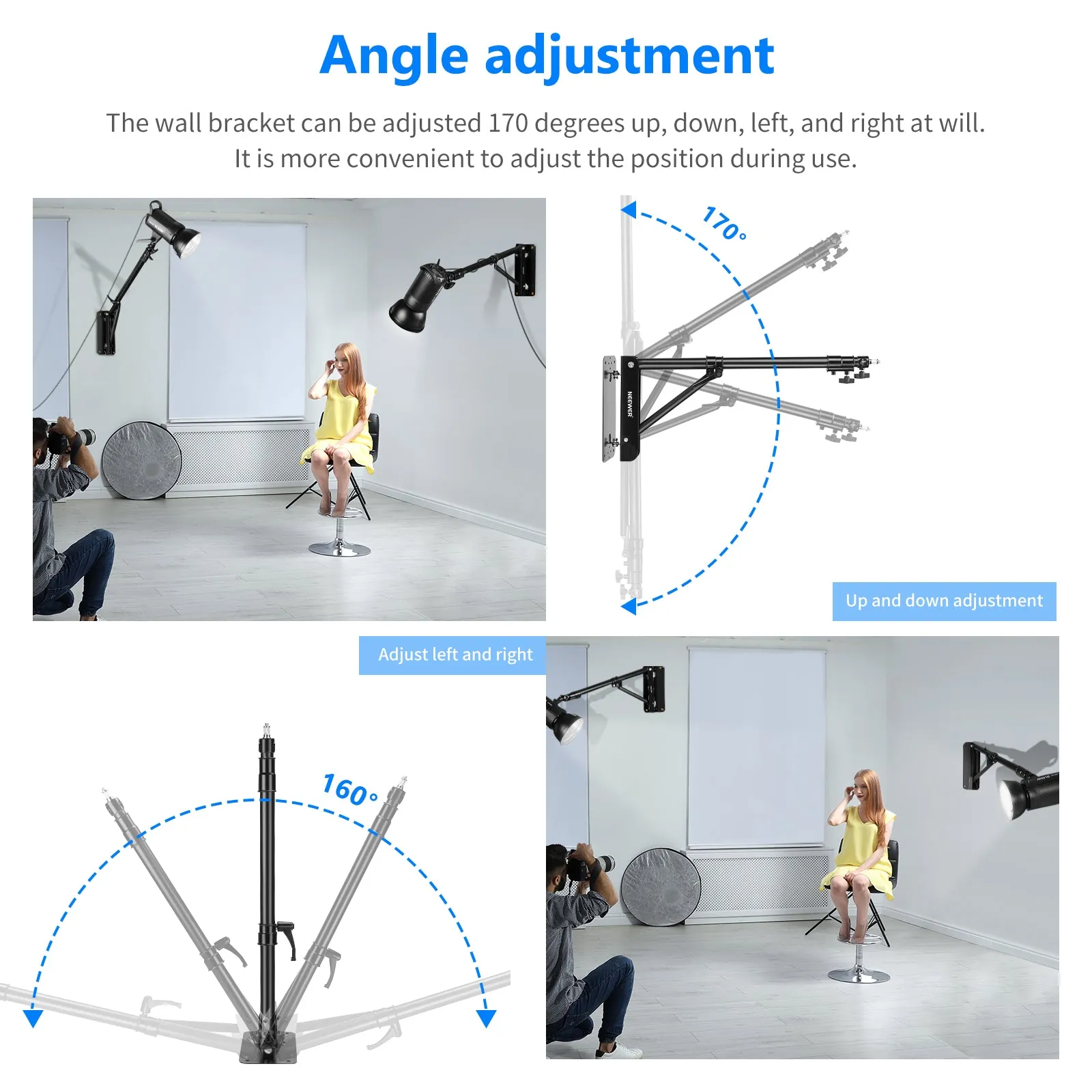 NEEWER 130cm Wall Mounting Triangle Boom Arm