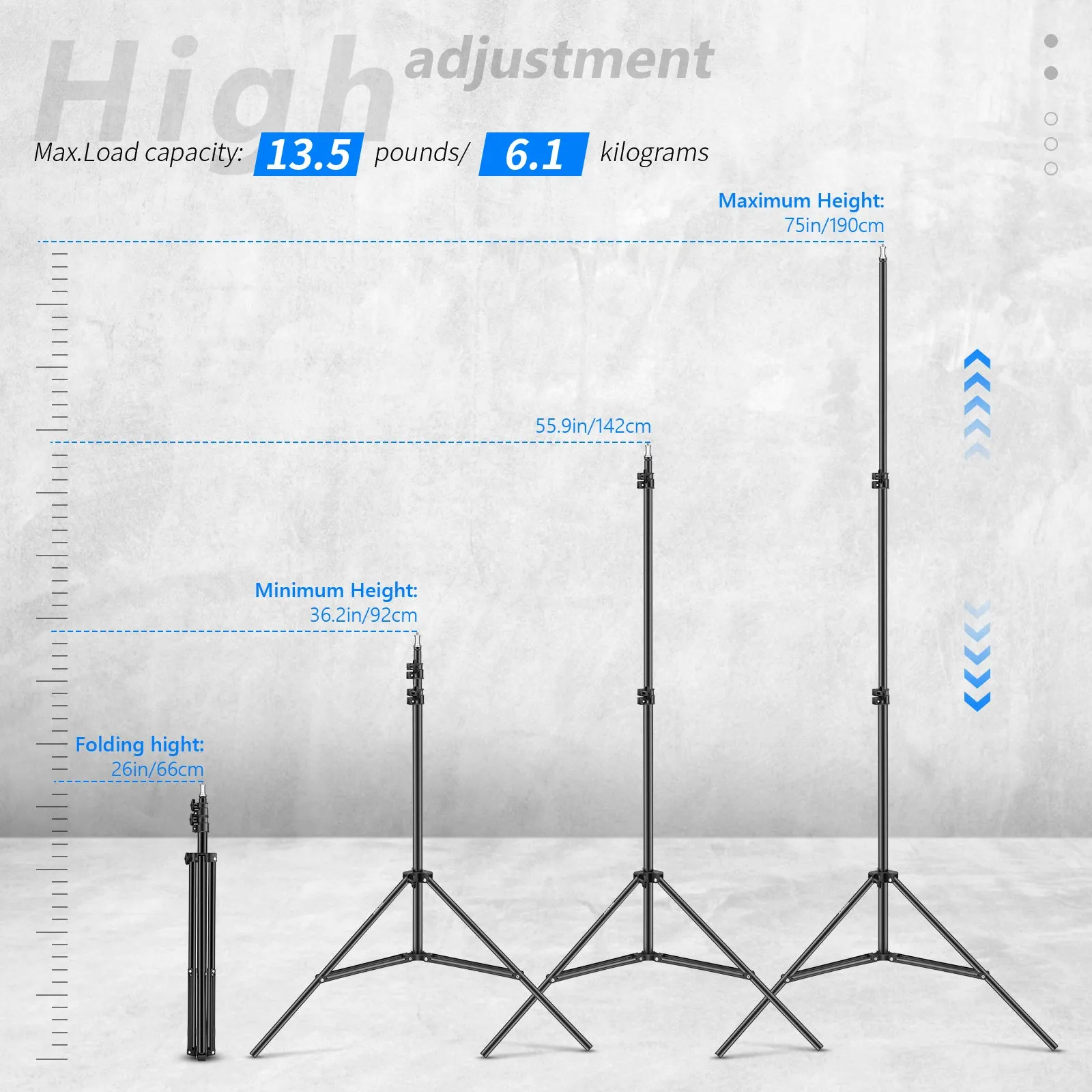 NEEWER 190cm Collapsible Metal Photography Light Stand