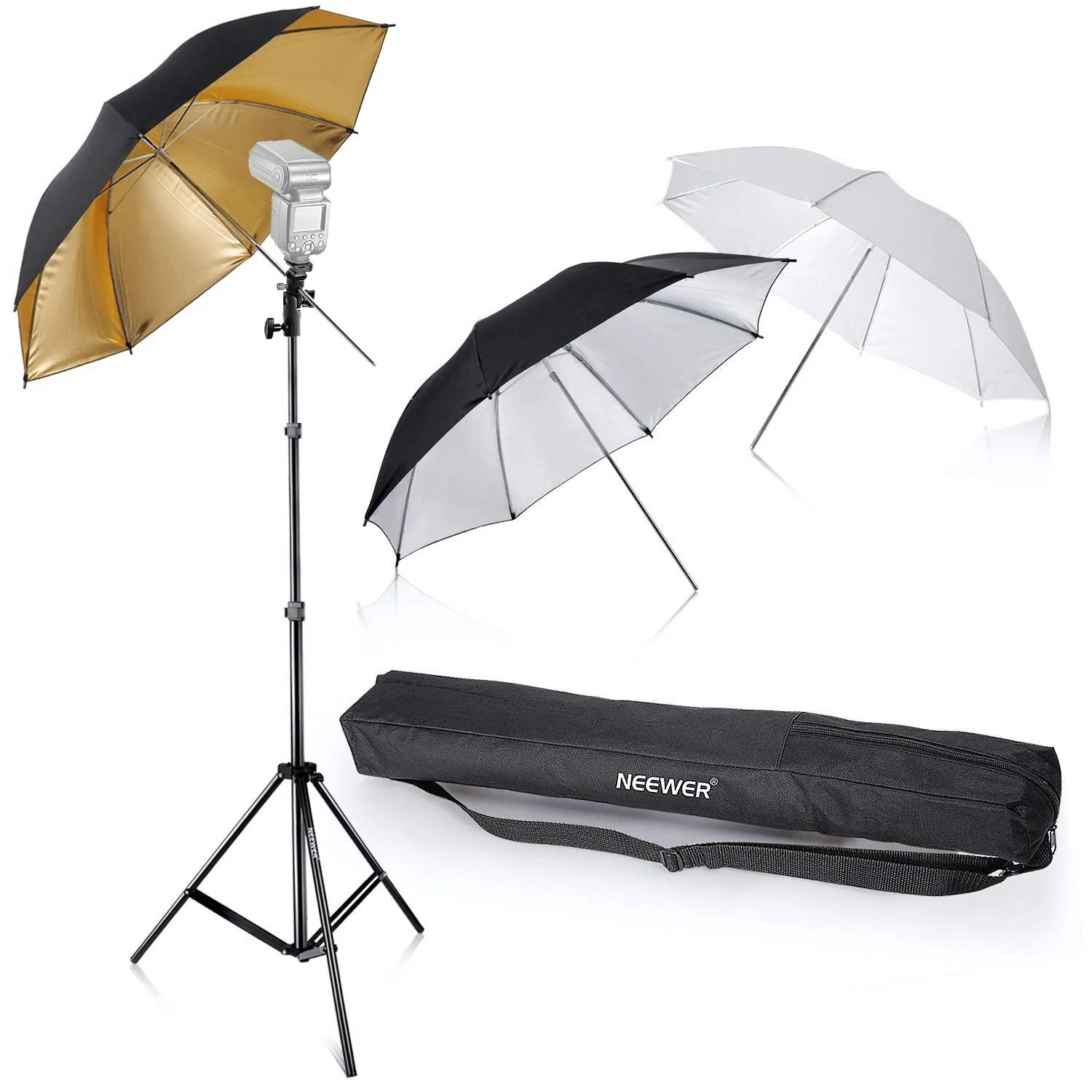 NEEWER 33"/84CM Flash Mount Three Umbrellas Kit for Canon