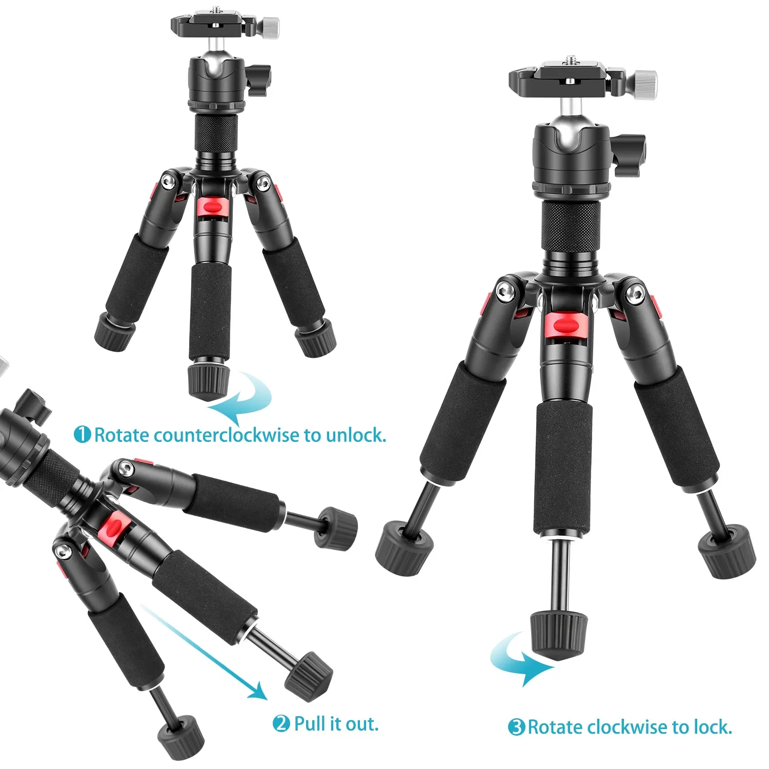 NEEWER M521 20" Aluminum Alloy Mini Tripod