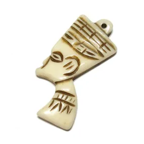 Nefertiti Portrait Style Hand Carved Cow Bone Pendant