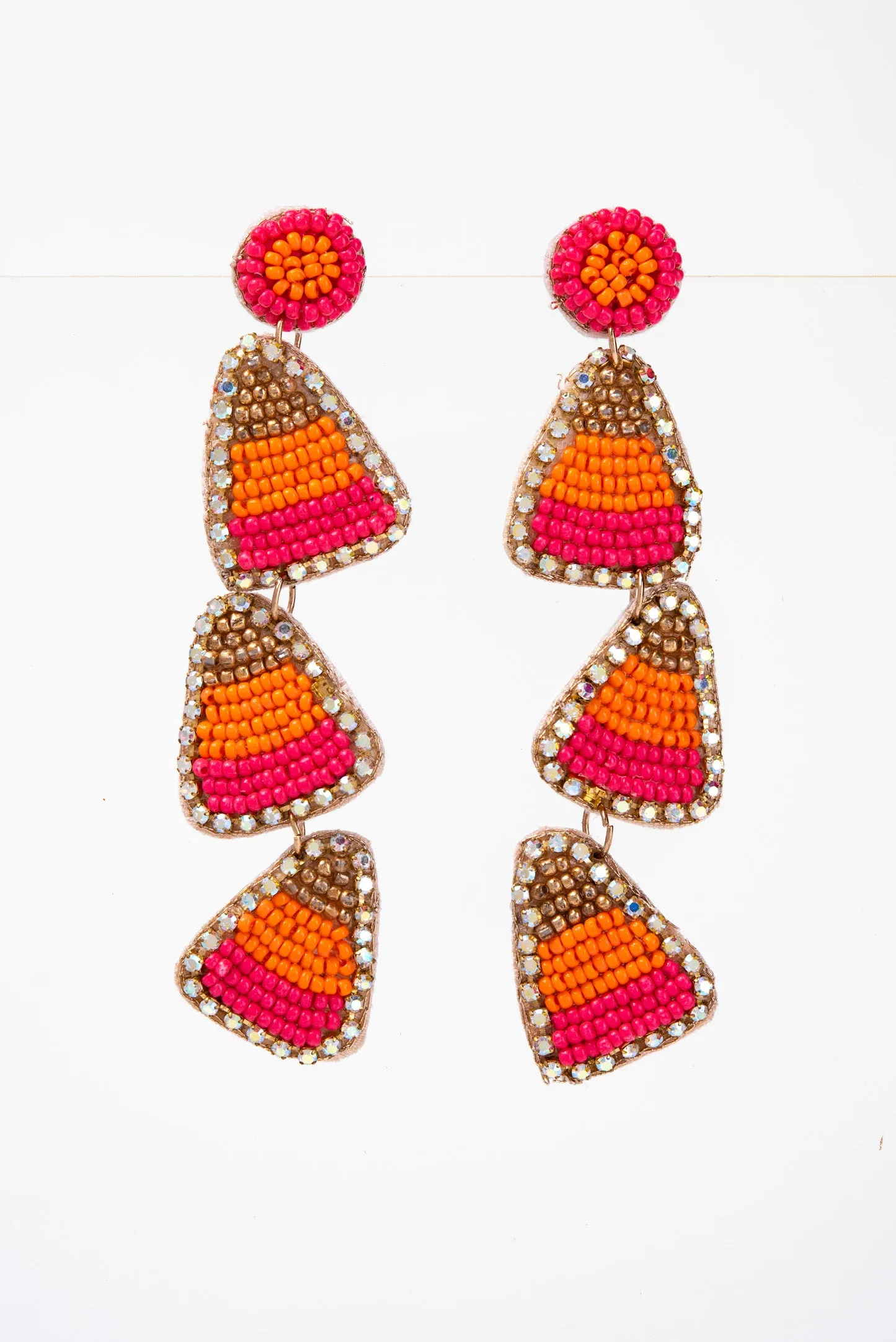 Nicole Candy Corn 3-Tier Dangle Earrings - Orange