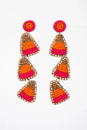 Nicole Candy Corn 3-Tier Dangle Earrings - Orange