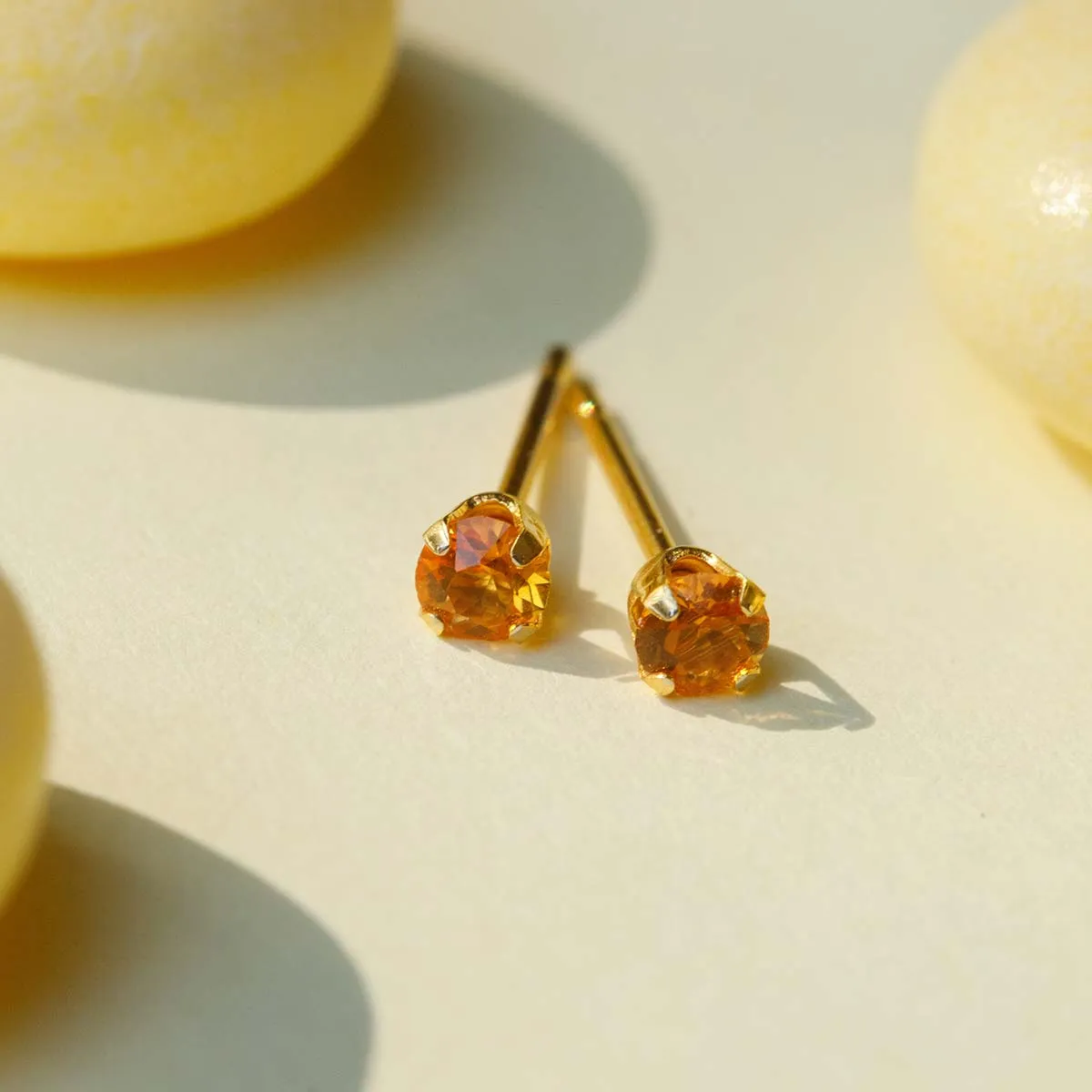 November Birthstone 14k Gold Plated Stud Earrings