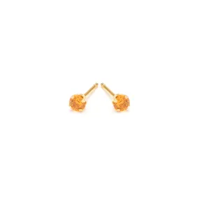 November Birthstone 14k Gold Plated Stud Earrings