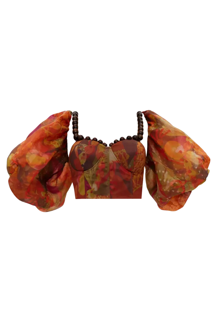 Omma Organza crop Top | Kola Print