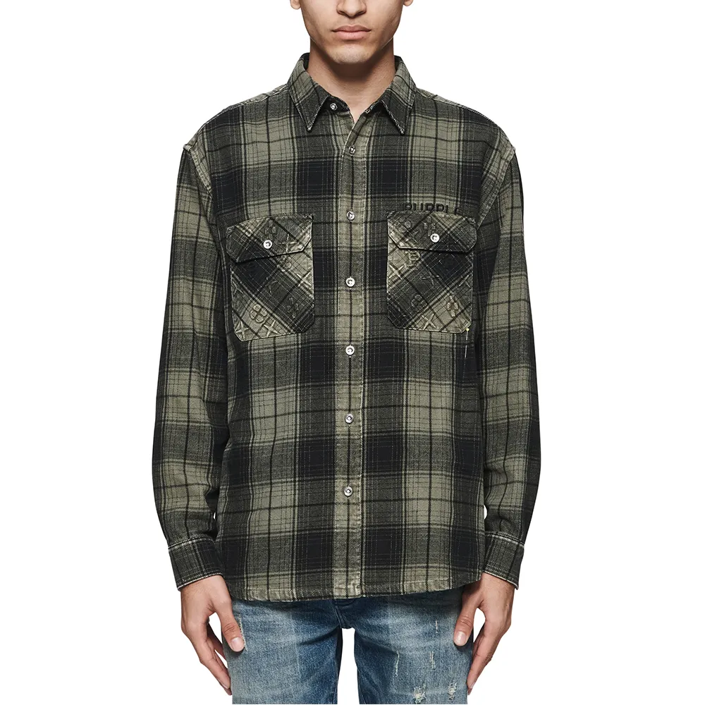 Over-dyed Flannel LS Shirt 'Olive'