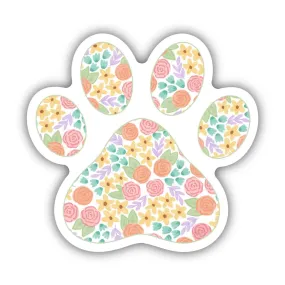 Pastel Floral Paw Print Sticker