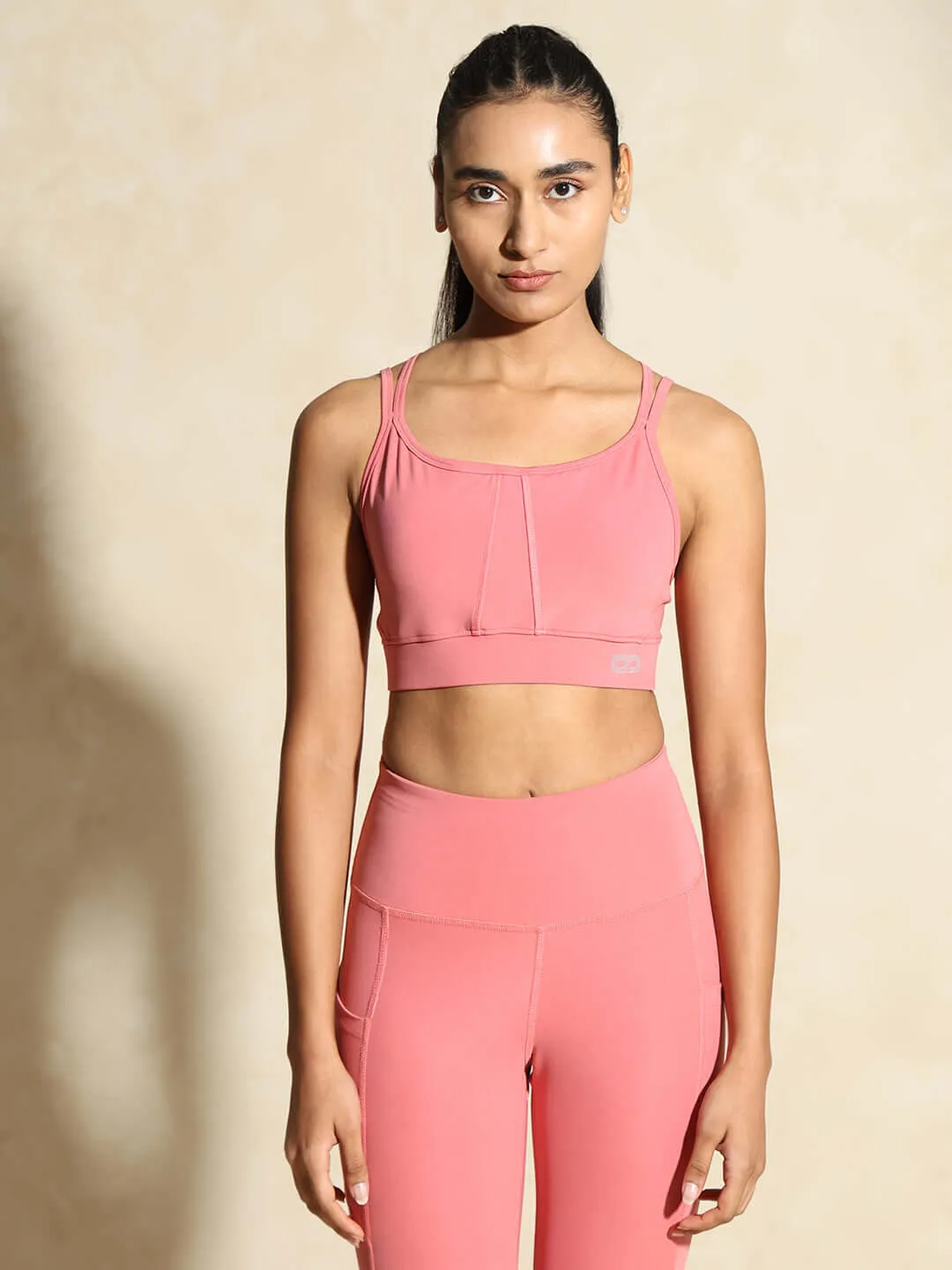 Peony Pink Yoga Strap Back Bra & Aura Leggings