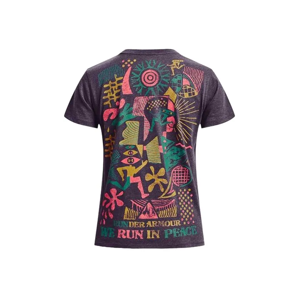 Playera Manga Corta Under Armour para Mujer Run In Peace SS Tee Morado