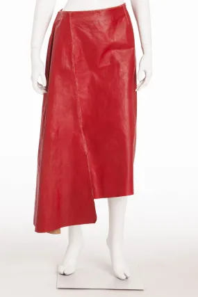 Prada - New Asymmetrical Red Leather Skirt -