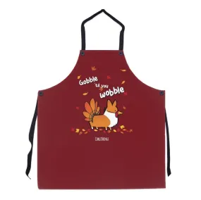 "Gobble 'Til You Wobble" Corgi Apron | Customizable