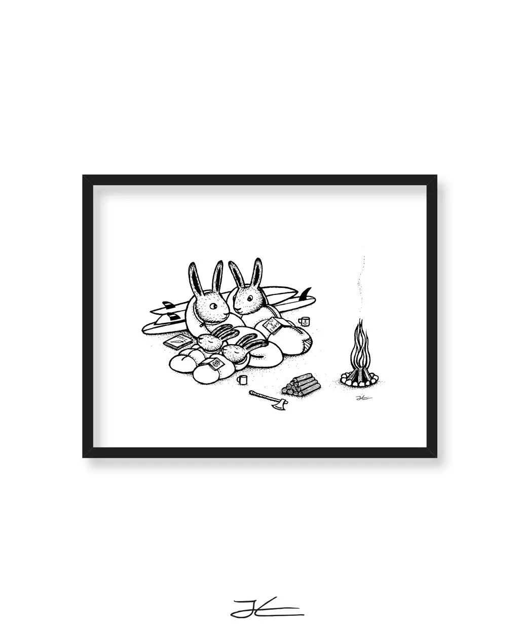 Rabbit Family Surf Trip - Print/ Framed Print