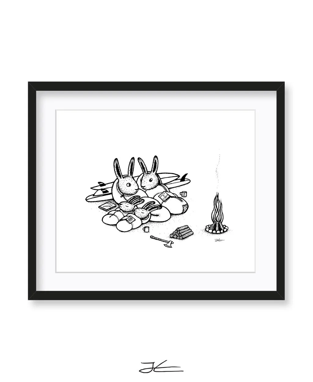 Rabbit Family Surf Trip - Print/ Framed Print