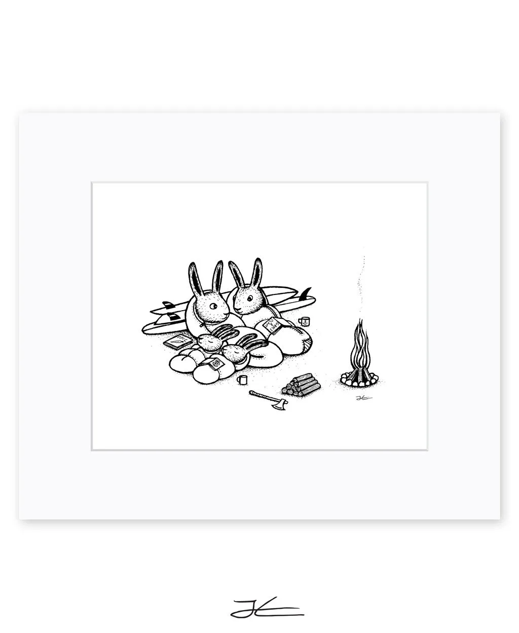 Rabbit Family Surf Trip - Print/ Framed Print